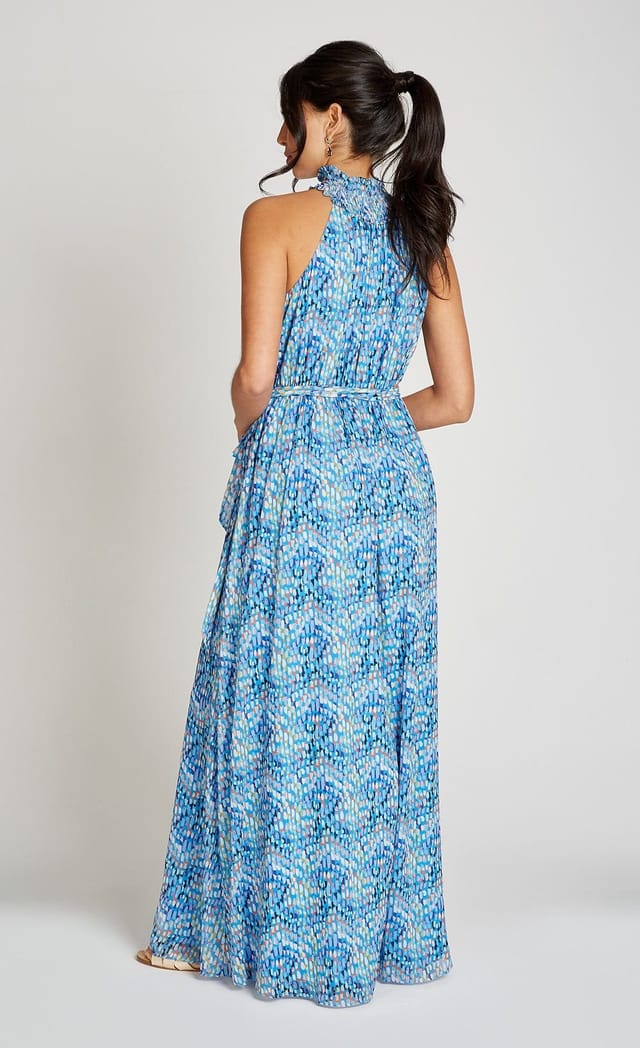 Little Mistress Little Mistress Women's Blue Print Chiffon Maxi Dress - 3