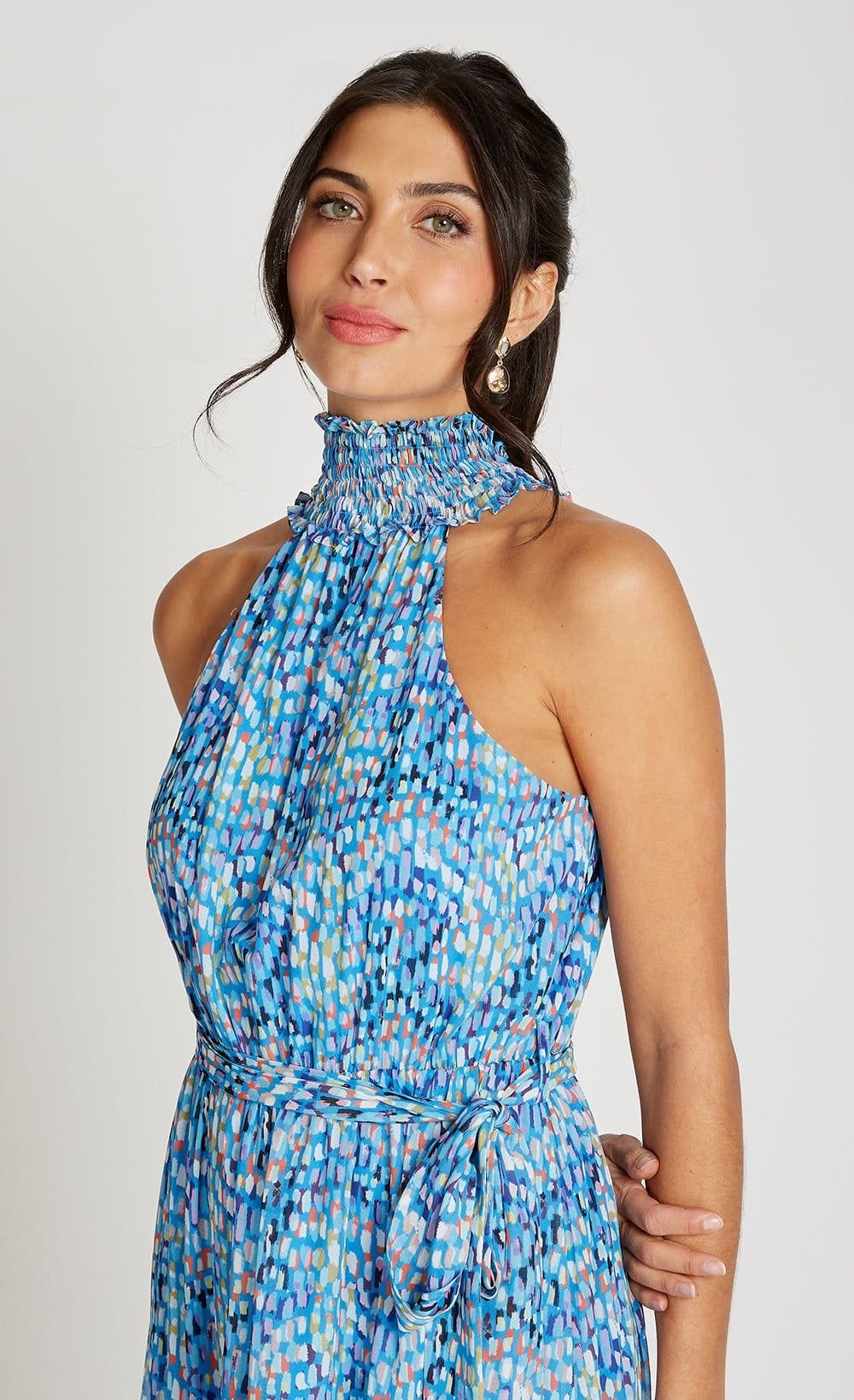 Little Mistress Little Mistress Women's Blue Print Chiffon Maxi Dress - 4