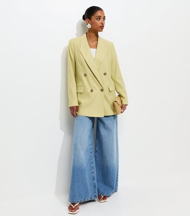 New Look Women's Bright Green Linen Blend Blazer New Look - 2