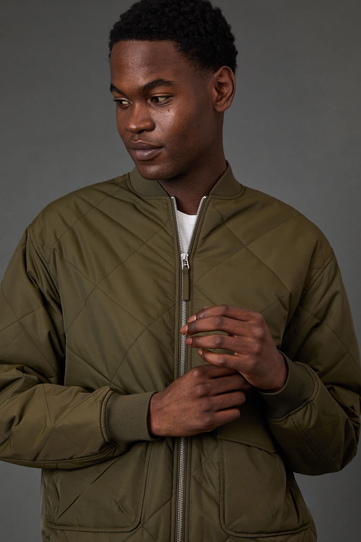 Burton Burton Men's Khaki Diamond Quilted Bomber Jacket