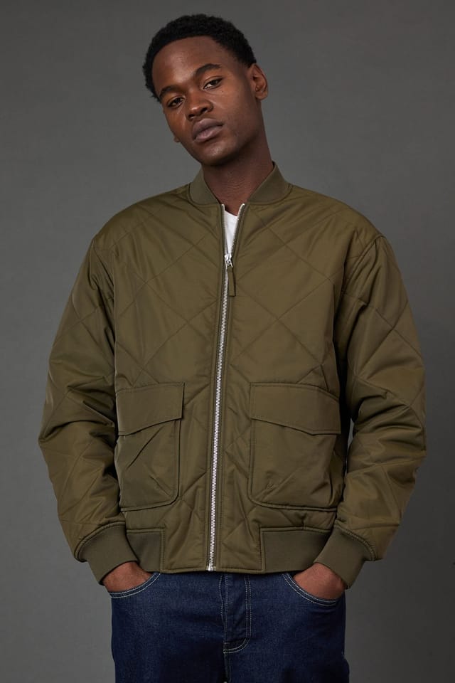 Burton Burton Men's Khaki Diamond Quilted Bomber Jacket - 3