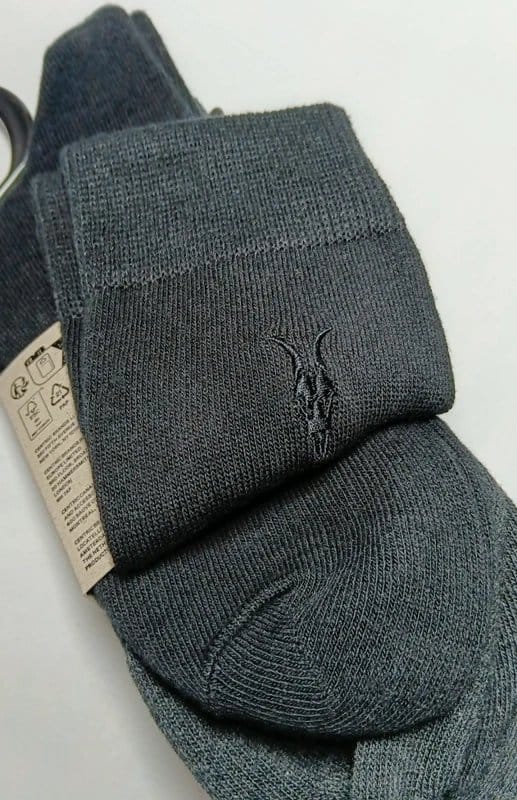 AllSaints Men's Ram Logo Socks - Grey & Black