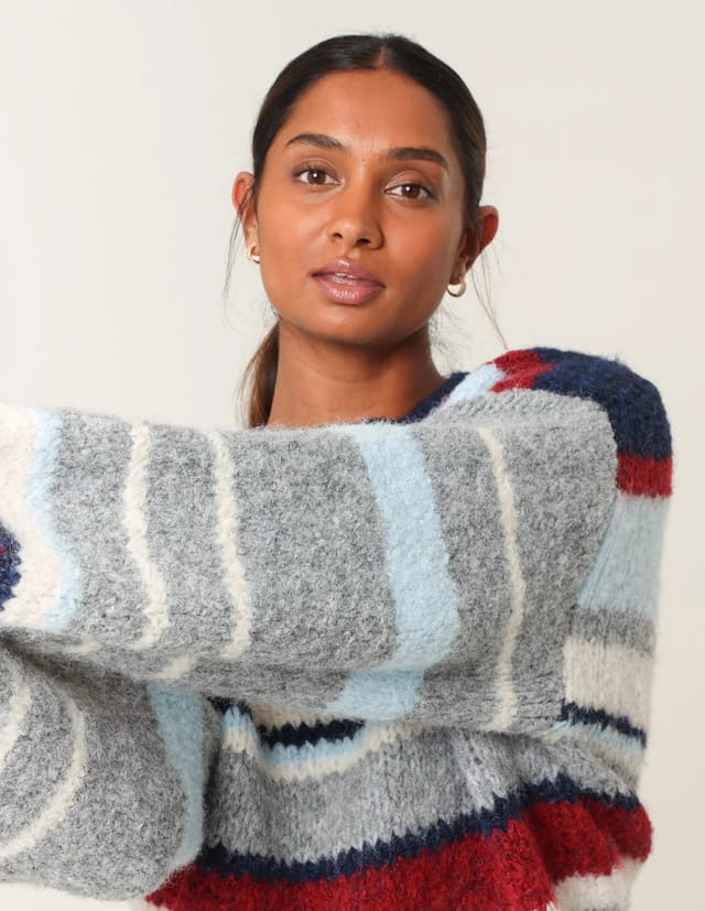 Blue Vanilla Colourful Block Horizontal Stripes Jumper - 2