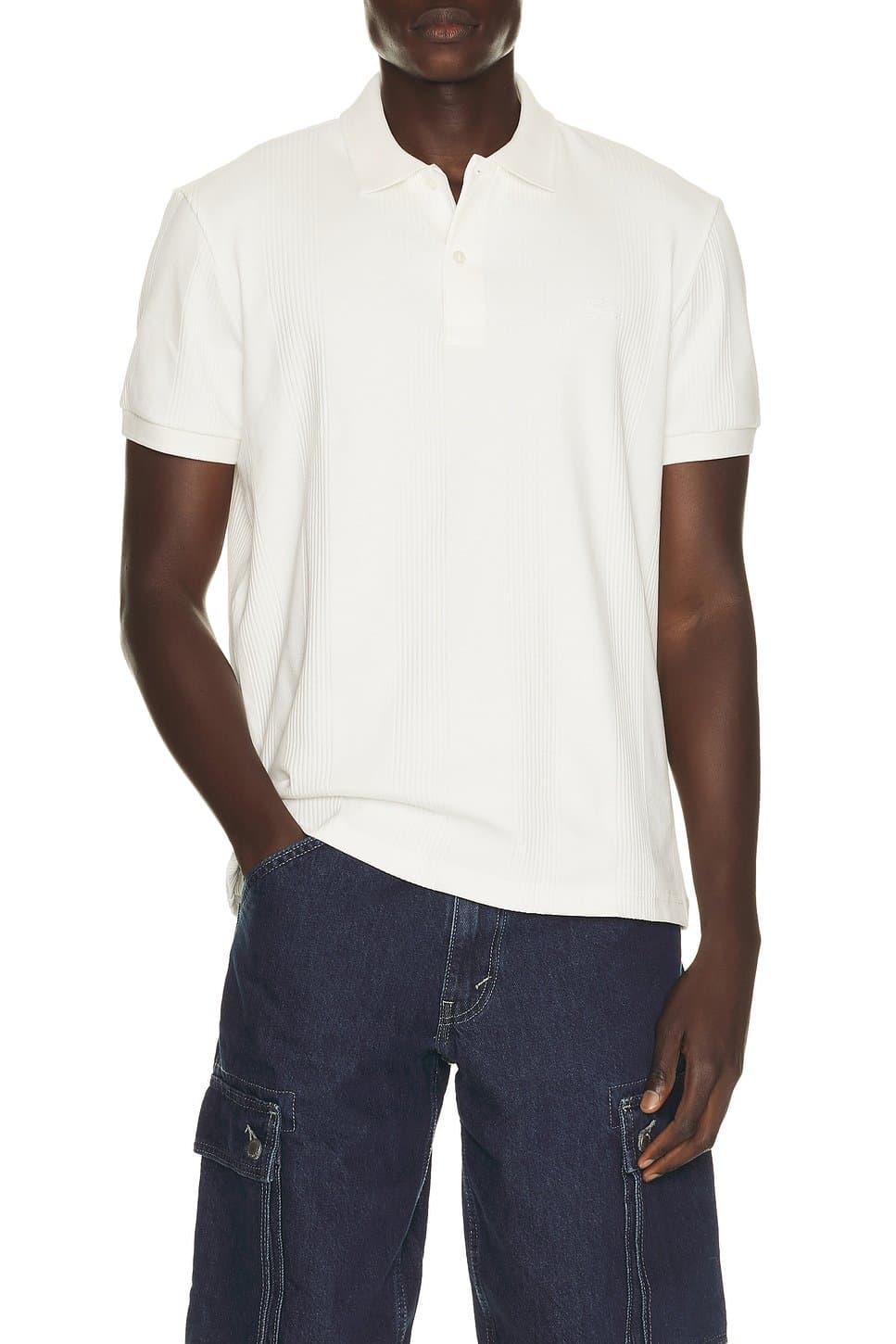 revolve Lacoste White Ribbed Polo Shirt