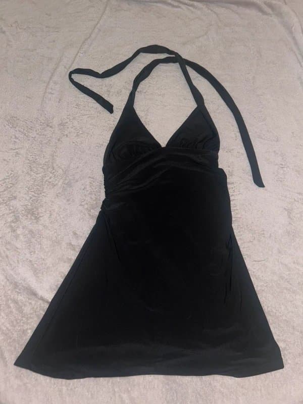 Bershka Black halter neck mini dress