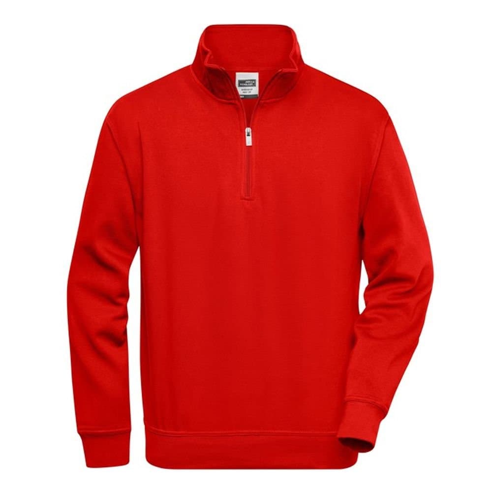 James and Nicholson James and Nicholson Men's Workwear Quarter Zip Sweatshirt in Red