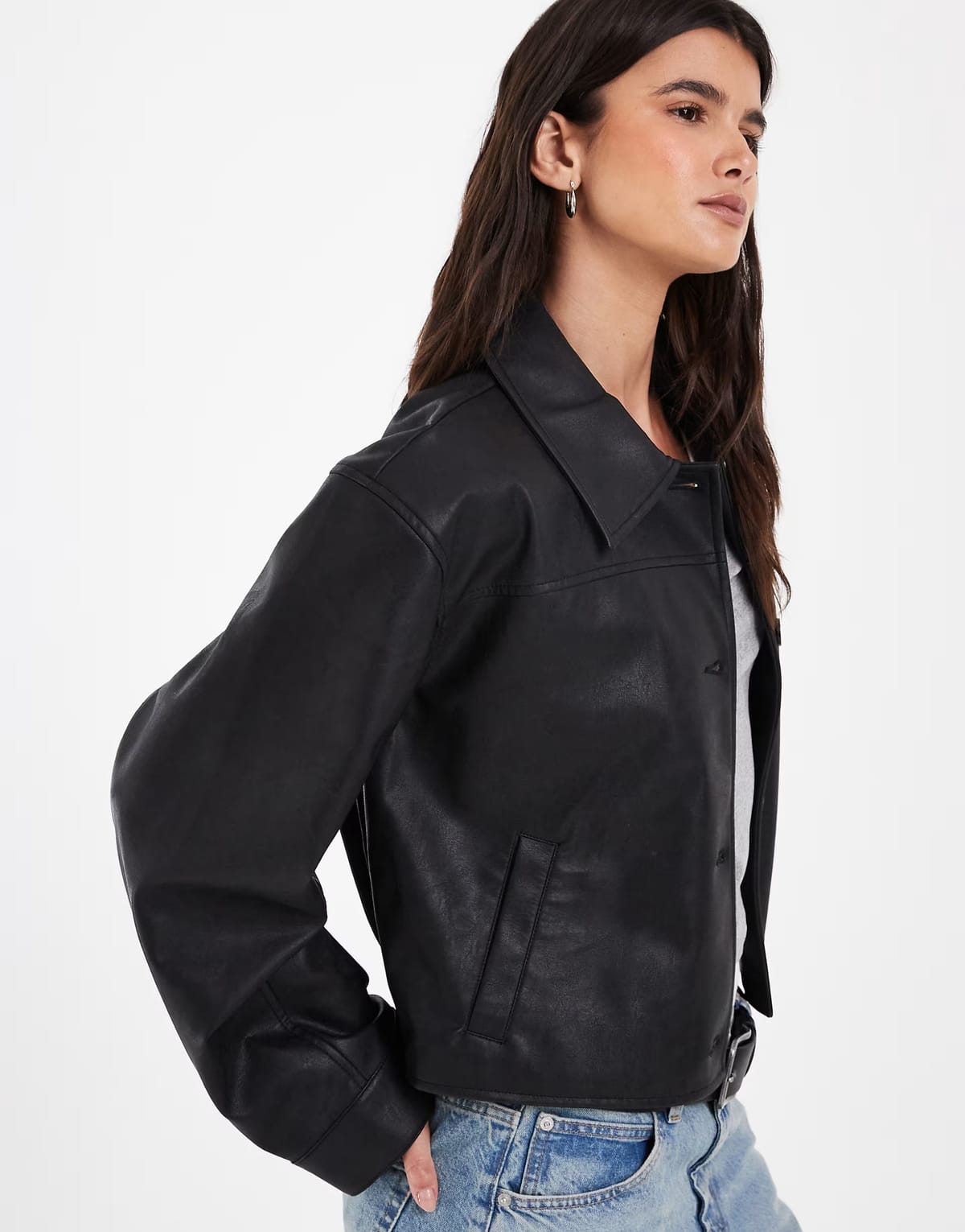 ASOS Vero Moda faux leather short work jacket in black - 1