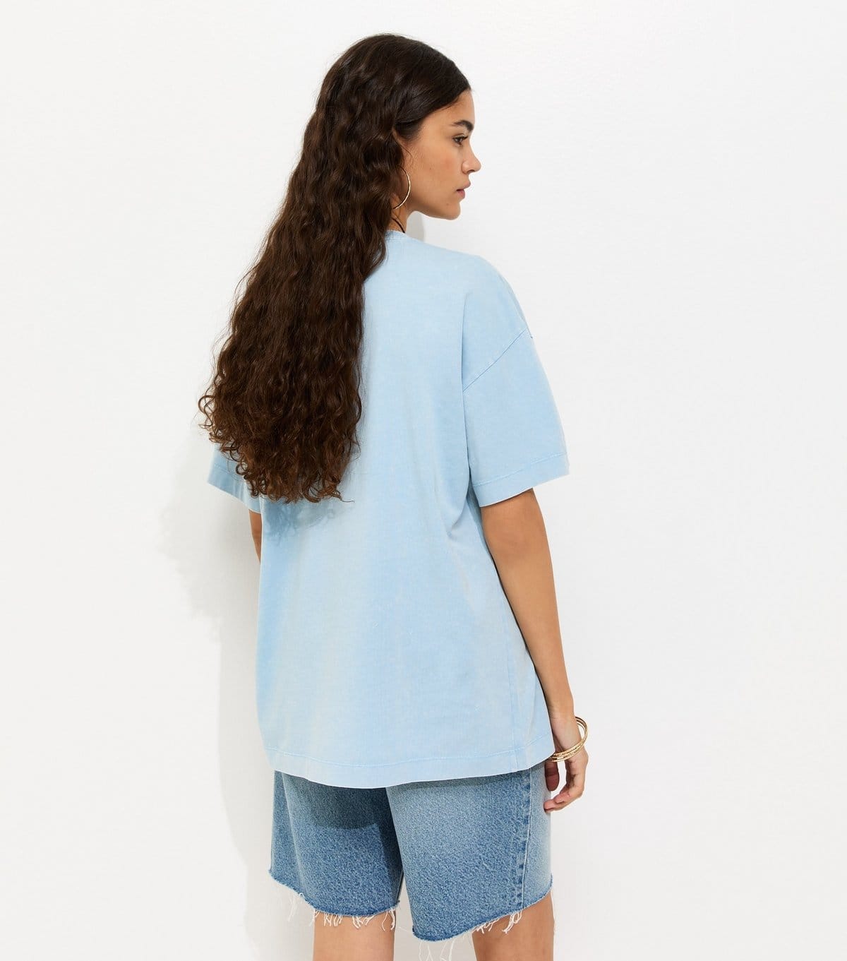 New Look Women's Light Blue Cotton Nirvana Angel Oversized T-Shirt New Look - 4