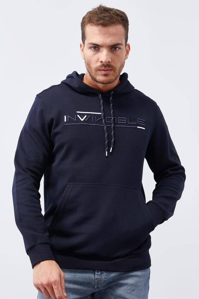 Tommy Life Tommy Life Men's Printed Hooded Sweatshirt With Pocket in Navy - 3