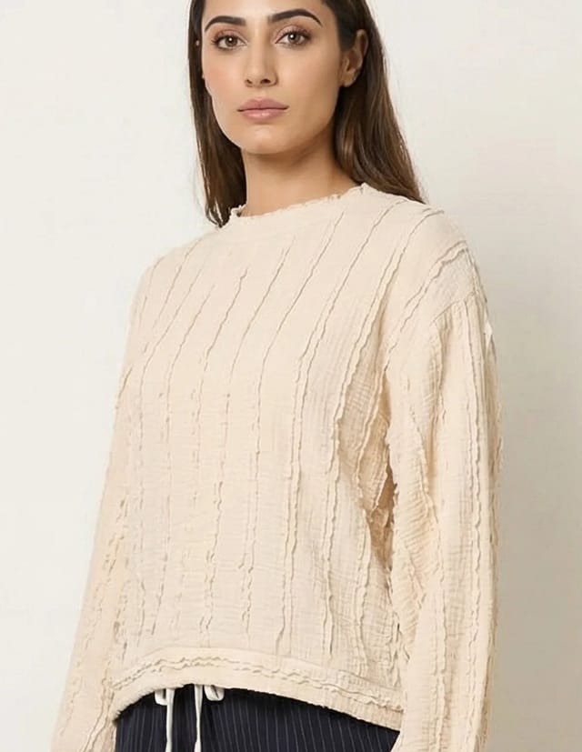 Blue Vanilla Ruffle Detailed Sleeve Top - 3