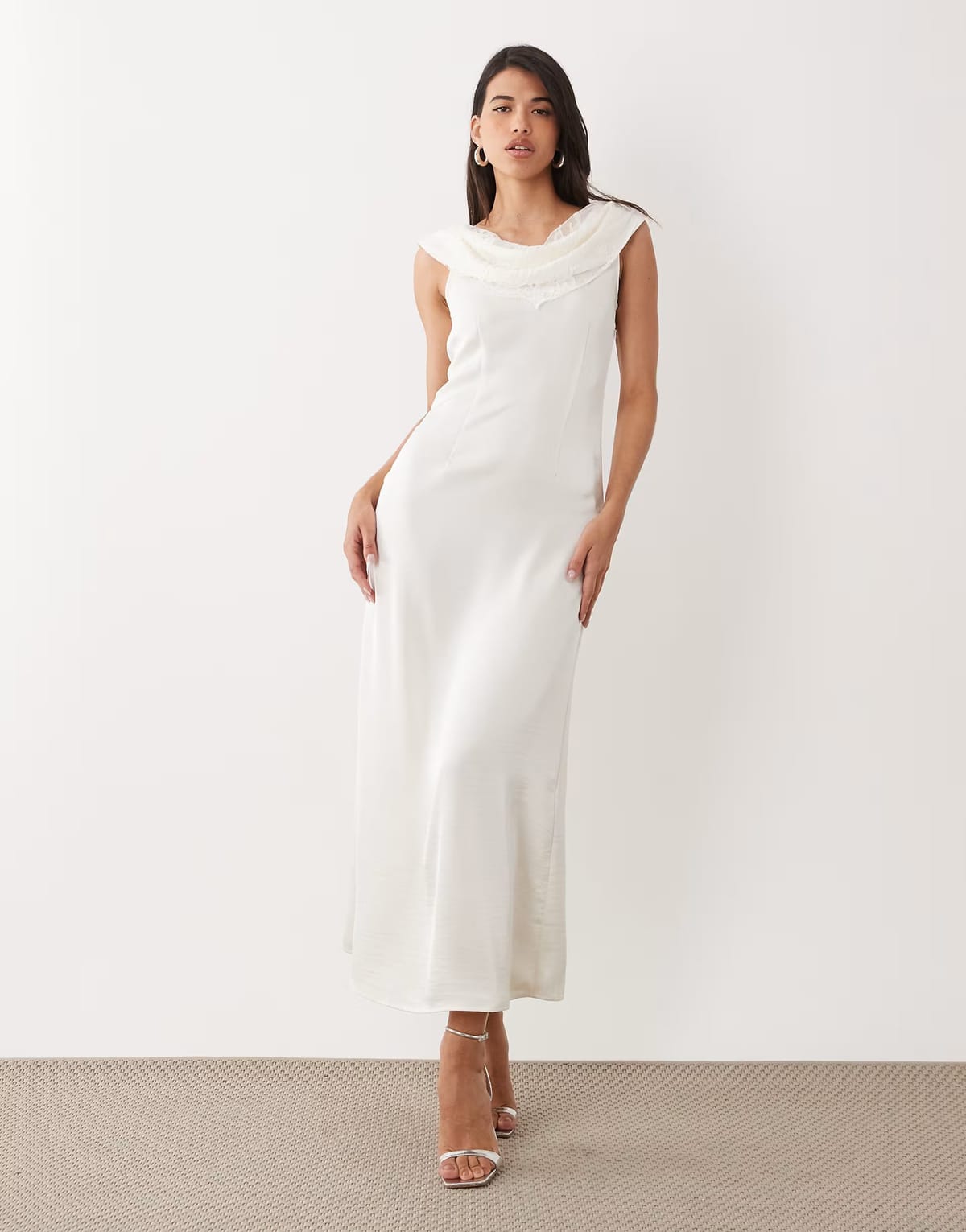 ASOS Vero Moda sleeveless satin maxi dress with lace detail in champagne - 1