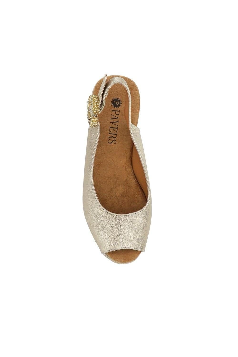 Pavers Pavers Women's Buckle Fastening Wedge Espadrilles in Gold - 4