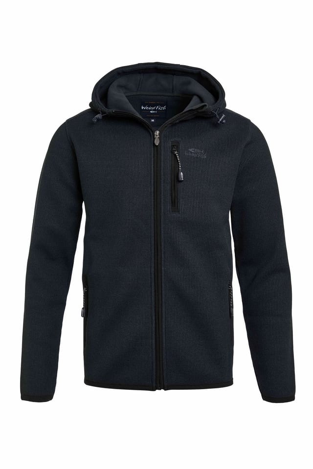 Weird Fish Weird Fish Men's Lockie Full Zip Bonded Fleece Hoodie in Jet Black - 2