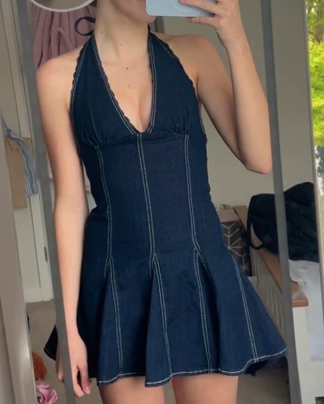 Bershka Blue Denim Mini Dress