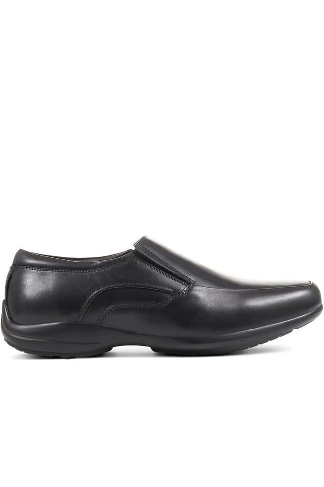 Pavers Pavers Men's Wide Fit Leather Slip On Shoes in Black - 2