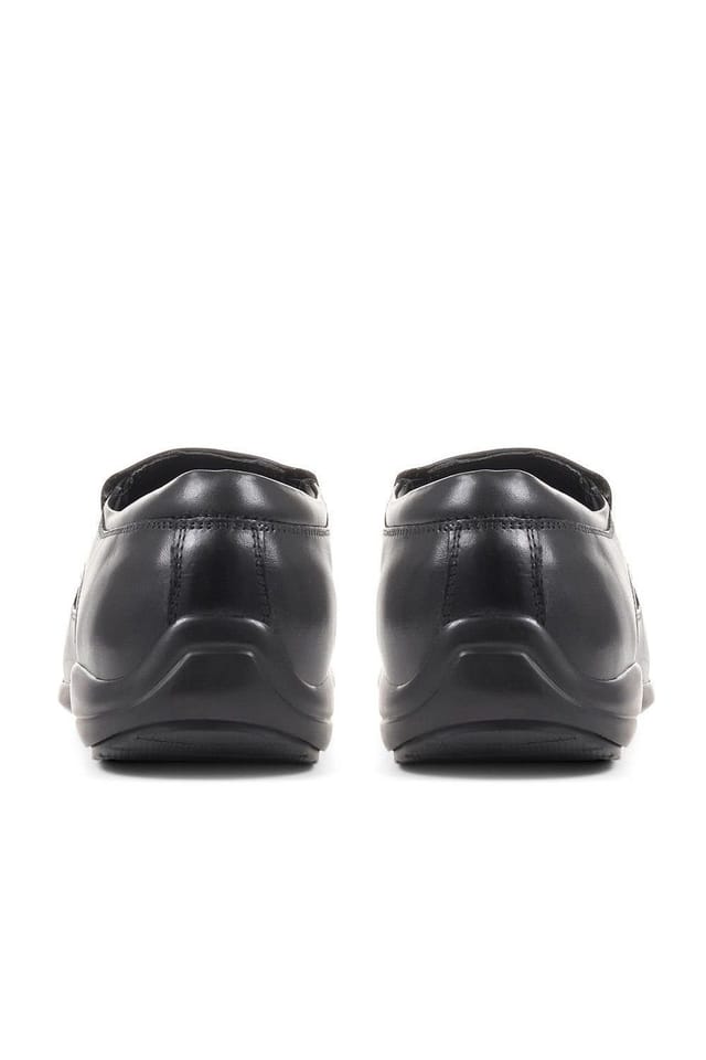 Pavers Pavers Men's Wide Fit Leather Slip On Shoes in Black - 3