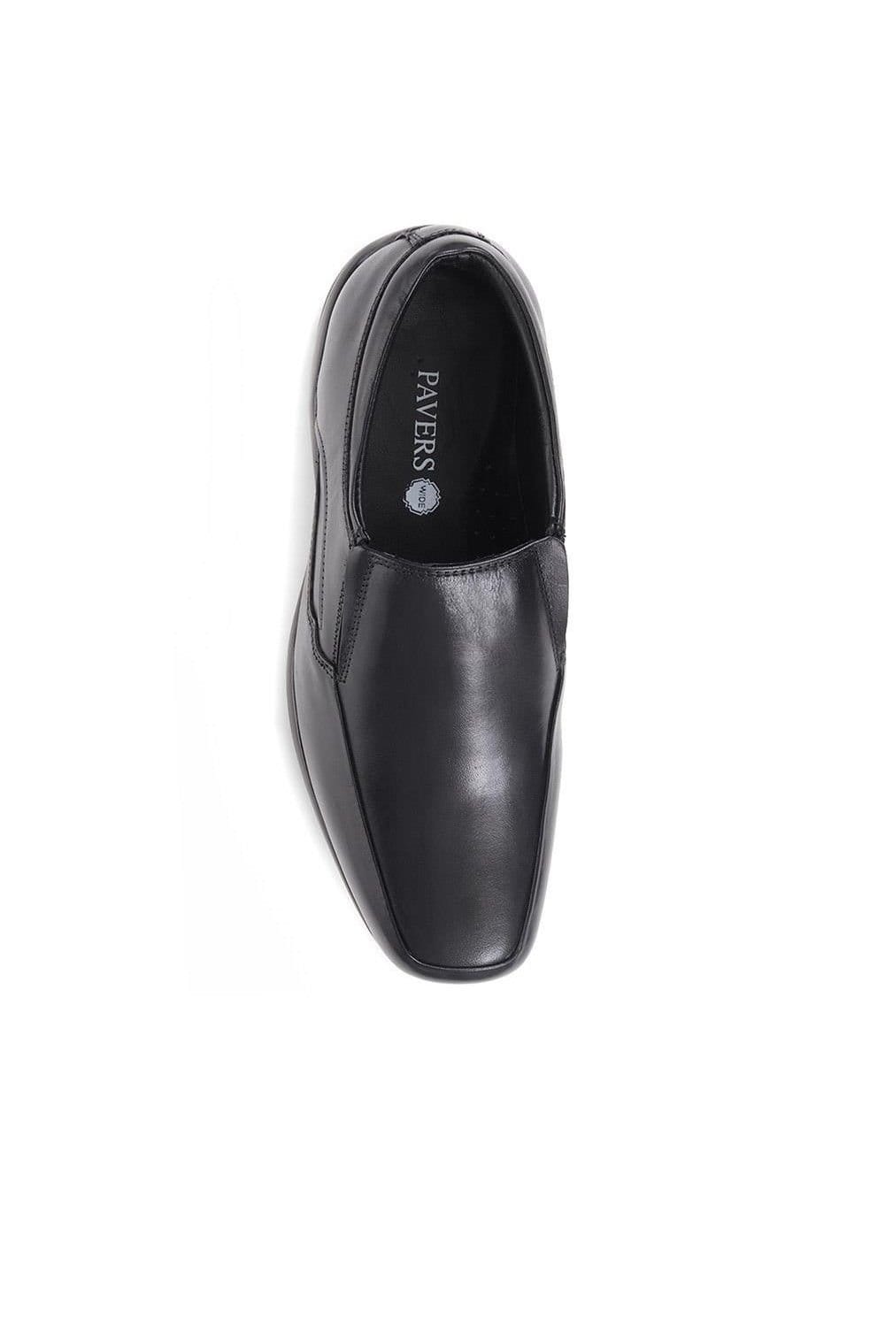 Pavers Pavers Men's Wide Fit Leather Slip On Shoes in Black - 4