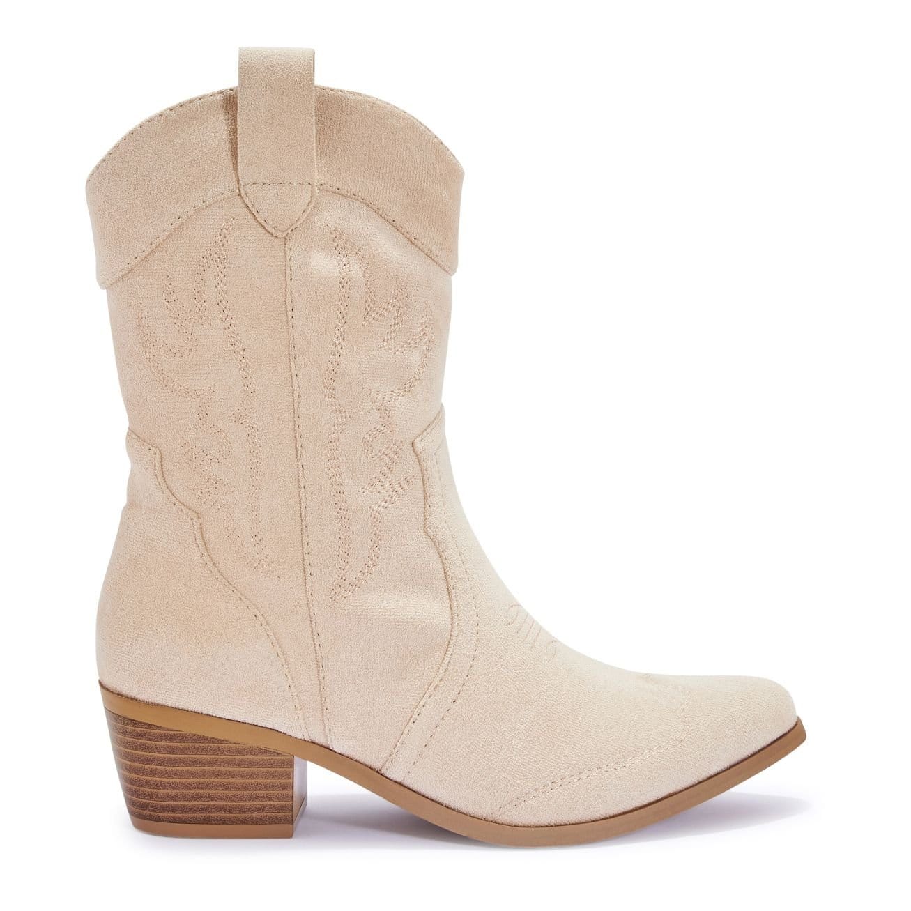 Truffle Collection Truffle Collection Women's Ankle Boots Zip Microfibre Pointed Toe Block Heel Shoes in Beige - 4