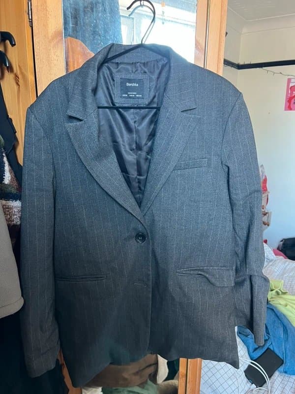 Bershka Oversized grey pinstripe blazer