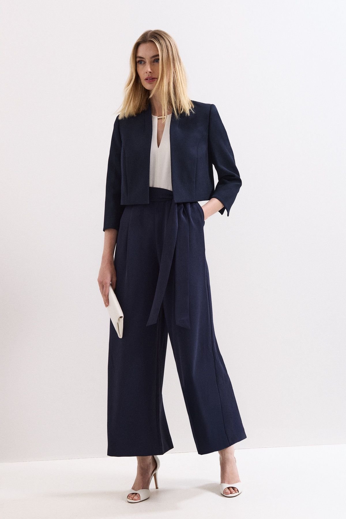 Phase Eight Phase Eight Women's Catherine Cropped 3/4 Sleeve Jacket in Dark Navy - 3