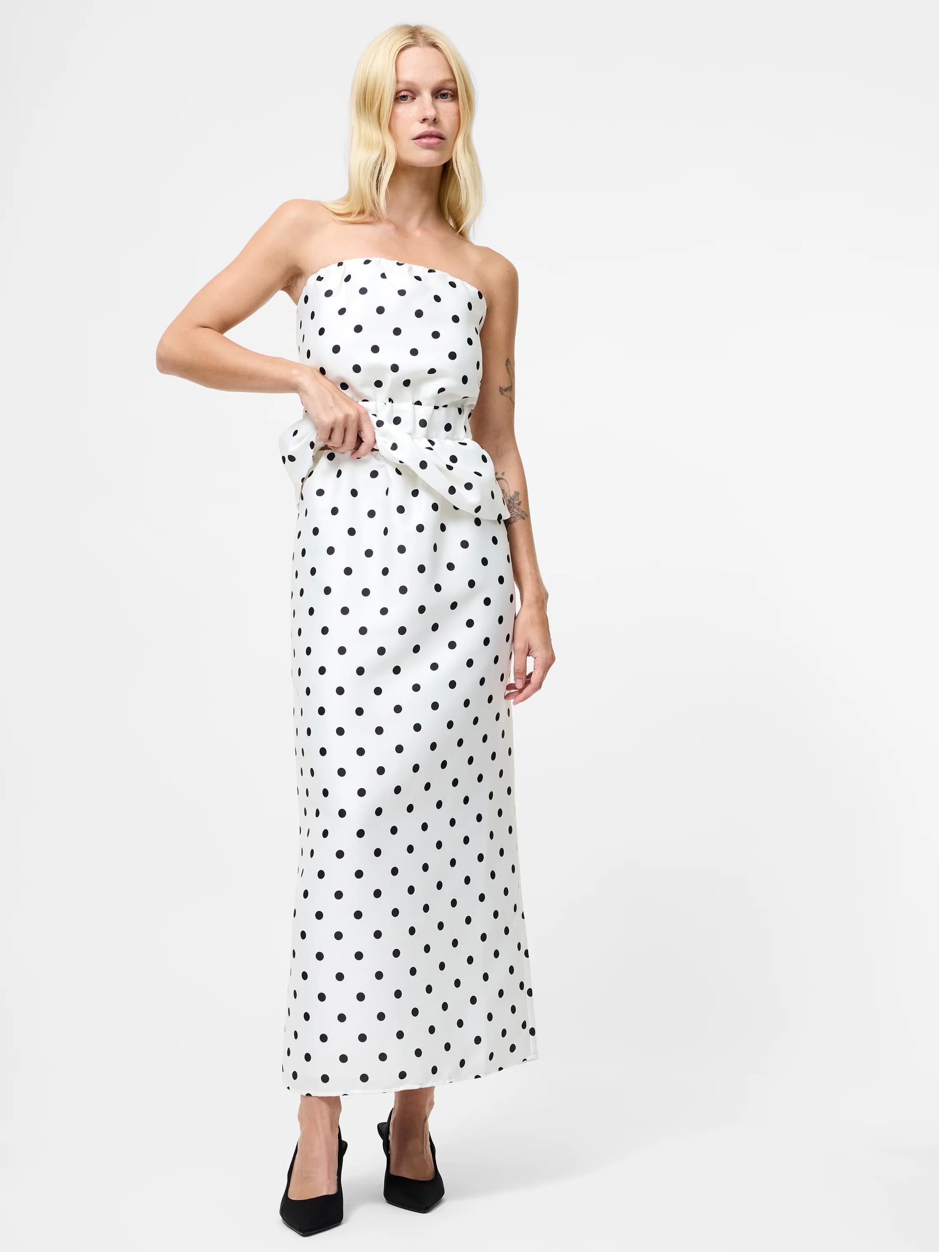 French Connection Polka Dot Maxi Skirt Summer White/Polka Dot/Black
