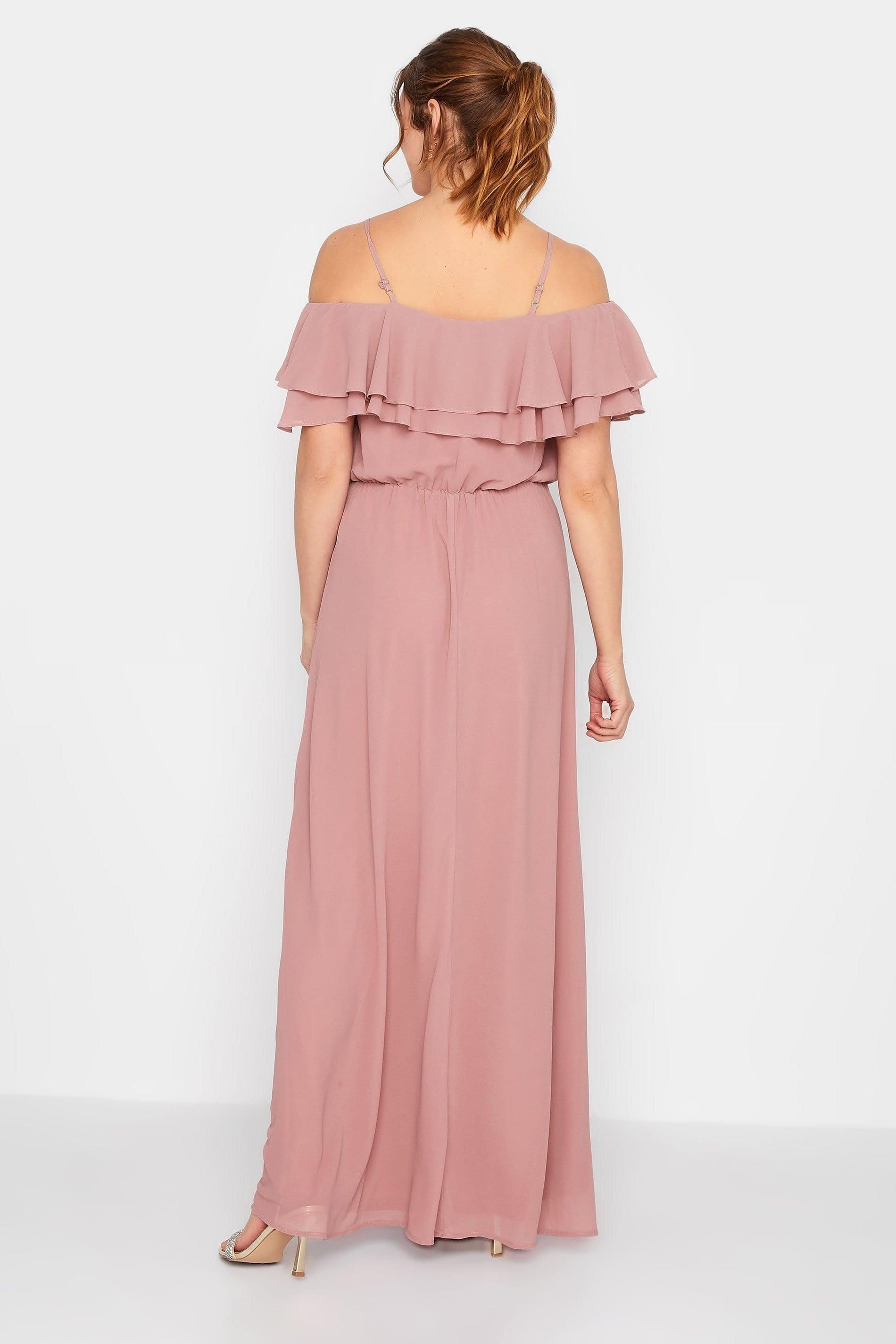 Long Tall Sally Long Tall Sally Women's Tall Ruffle Front Maxi Dress in Pink - 4