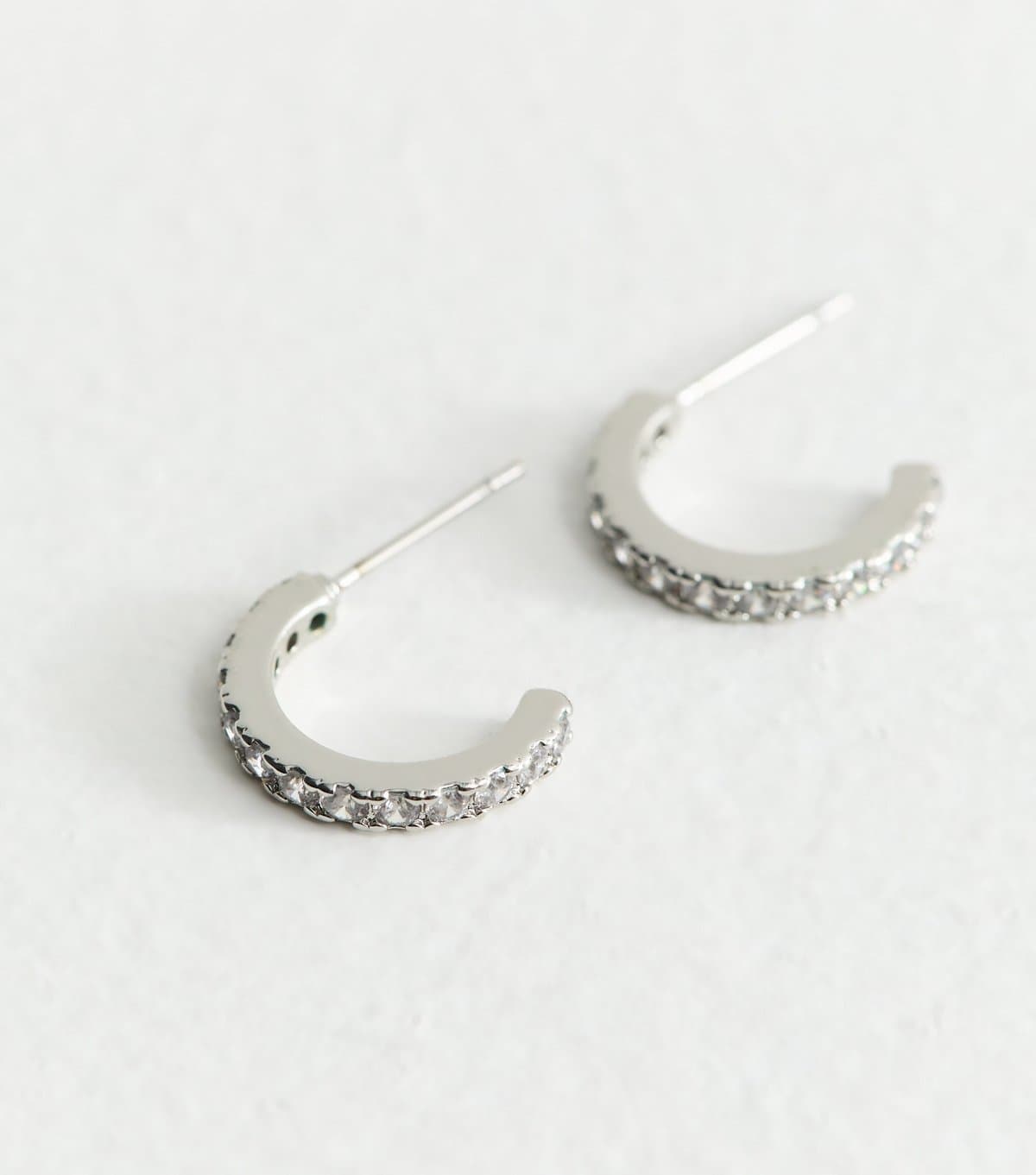 New Look Silver Tone Cubic Zirconia Mini Hoop Earrings New Look