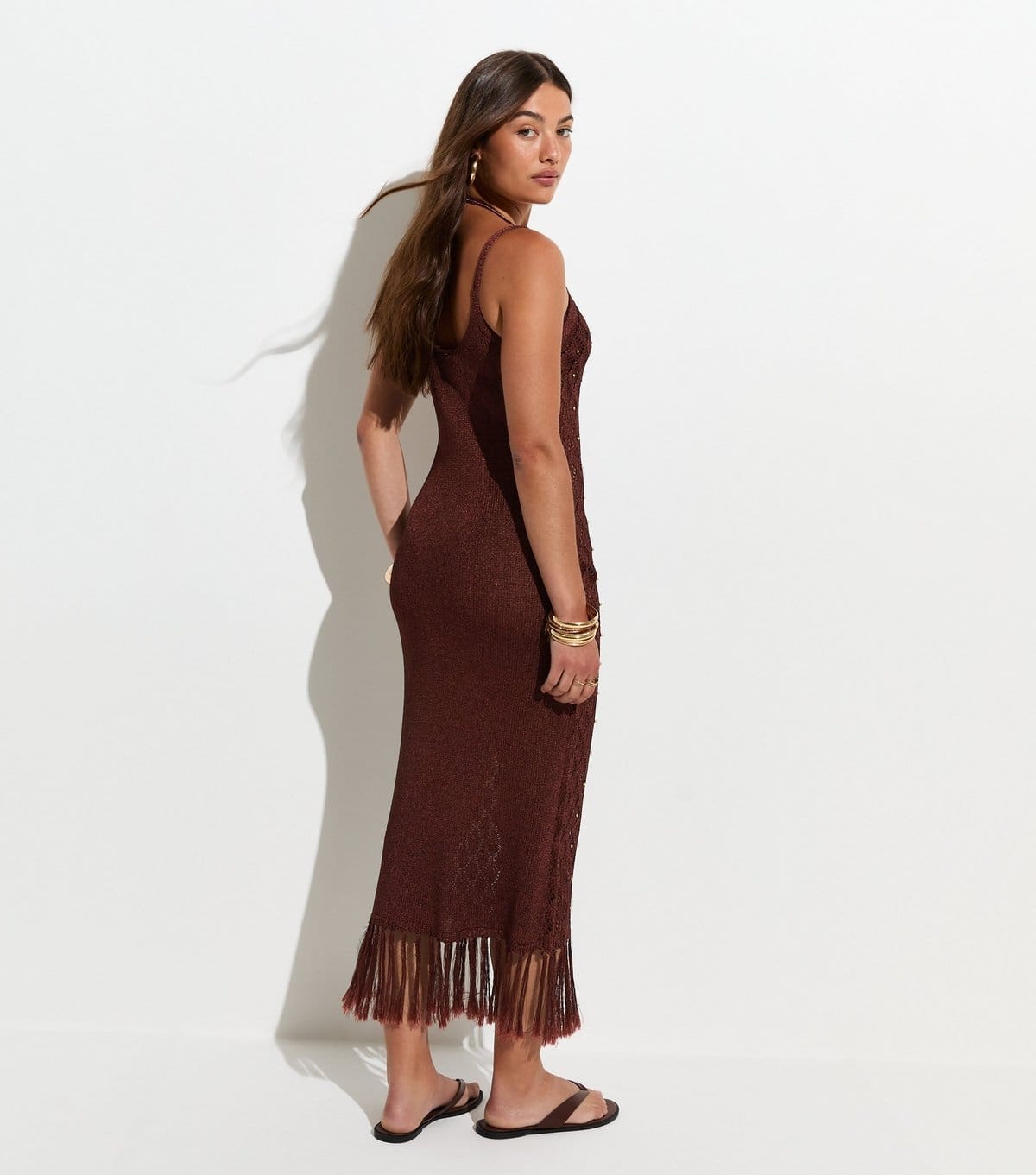 New Look Women's Brown Bead Crochet Tassle Maxi Beach Dress New Look - 4
