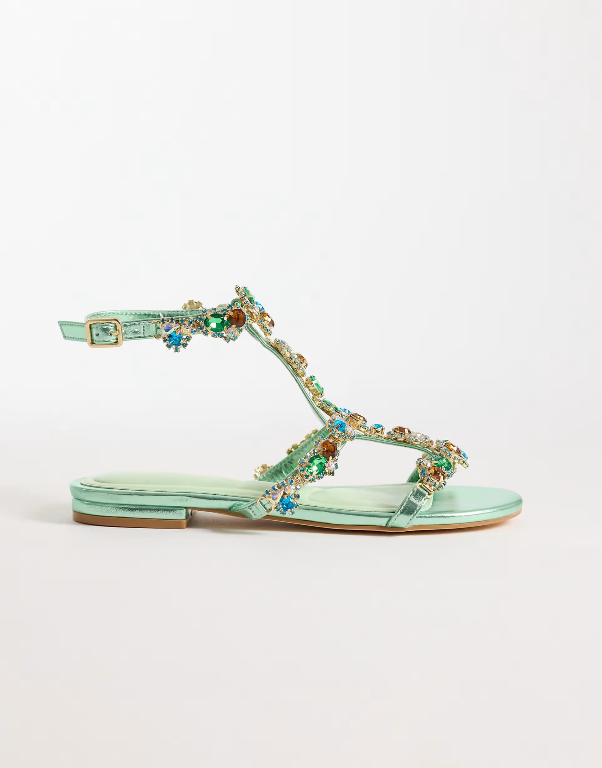 ASOS Azalea Sarita embellished flat sandals in aquamarine