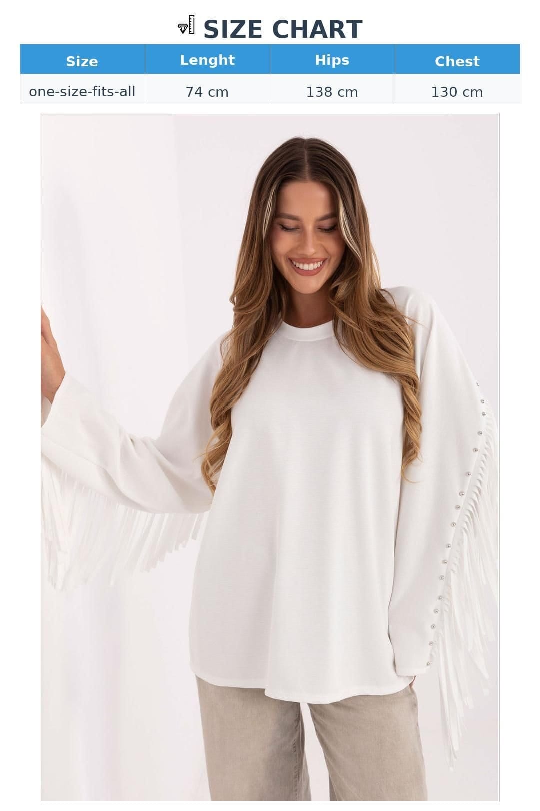 Love Lace Love Lace Women's Soft Viscose Polyester Fringe Blouse in White - 4