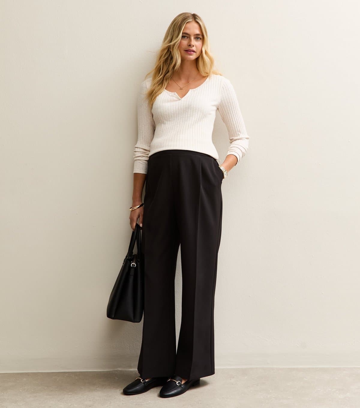 New Look New Look Black Maternity Wide Leg Trousers