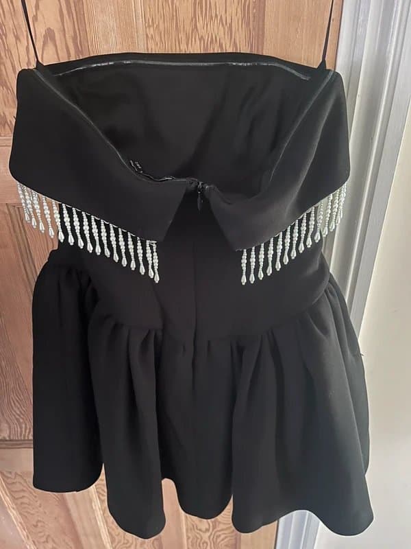 ASOS ASOS luxe pearl trim sculpted corset mini dress black