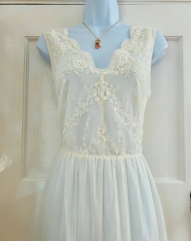 Marks & Spencer Embroidered ivory lace Midi dress special occasion wedding holiday party 14 - 1