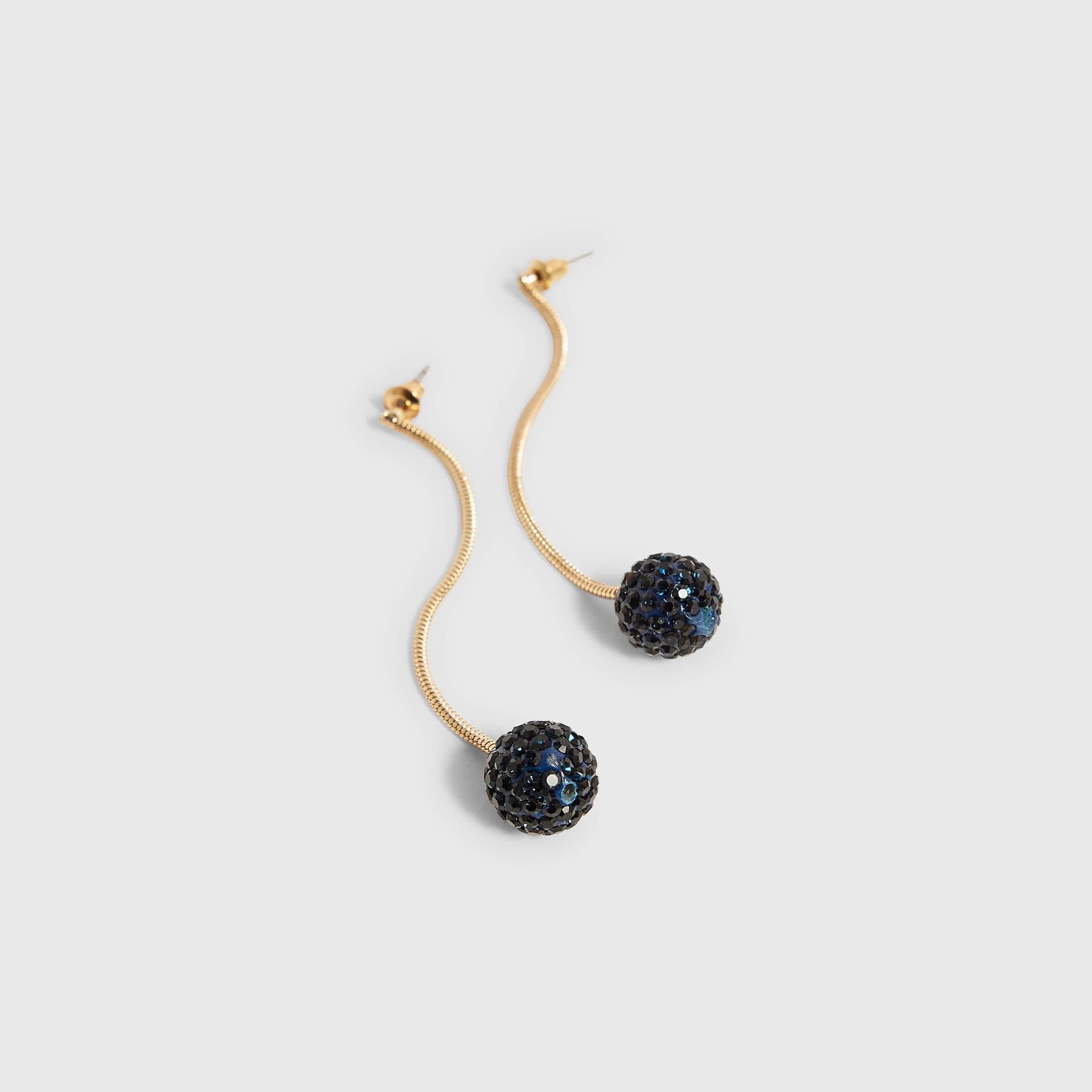 River Island River Island Womens Blue Rhinestone Ball Drop Earrings