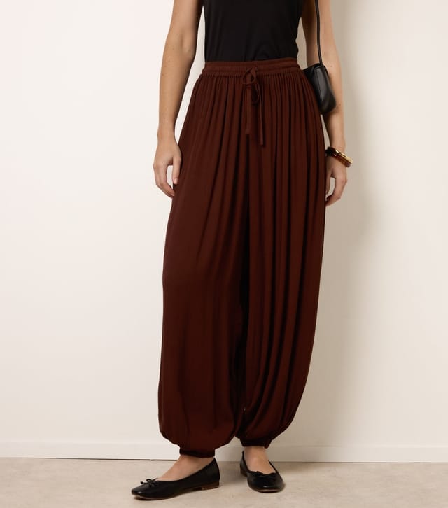 Blue Vanilla Women's Dark Brown Tapered Cuff Trousers Blue Vanilla New Look - 2