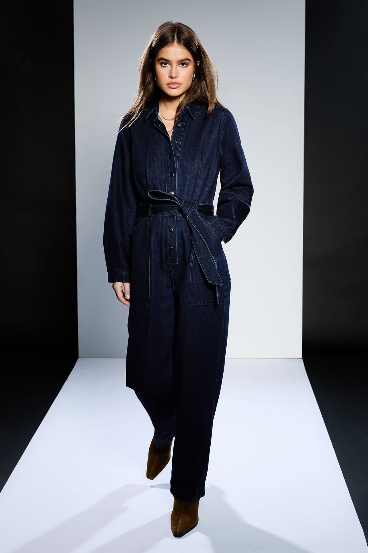 RUNWAY 1.8.1.8 RUNWAY 1.8.1.8 Women's Garment Wash Jumpsuit in Denim