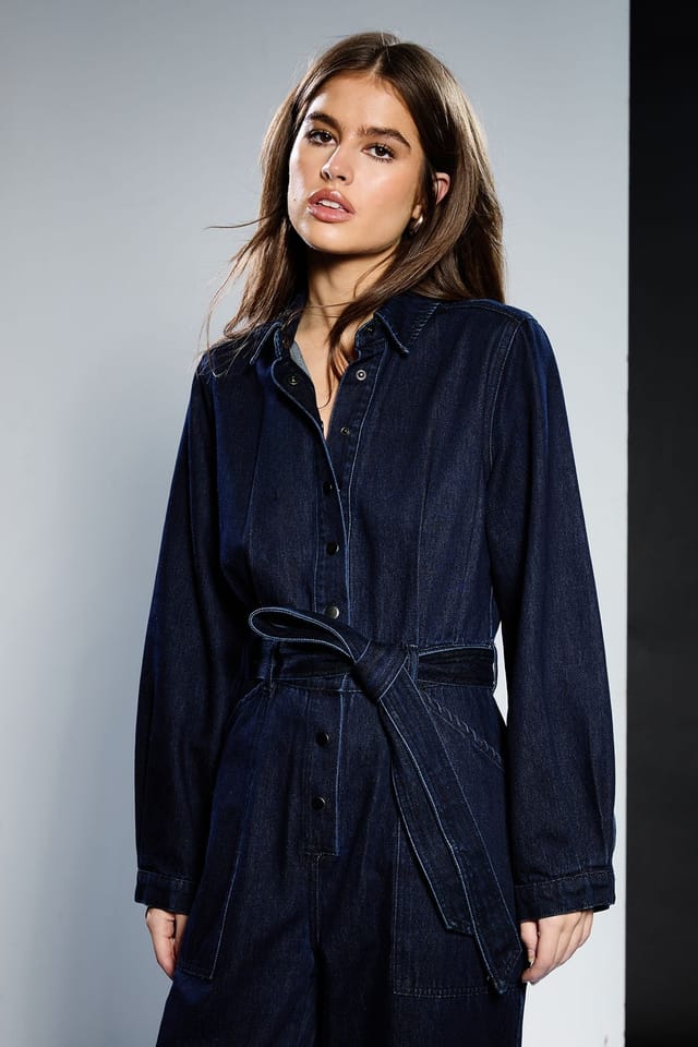 RUNWAY 1.8.1.8 RUNWAY 1.8.1.8 Women's Garment Wash Jumpsuit in Denim - 2