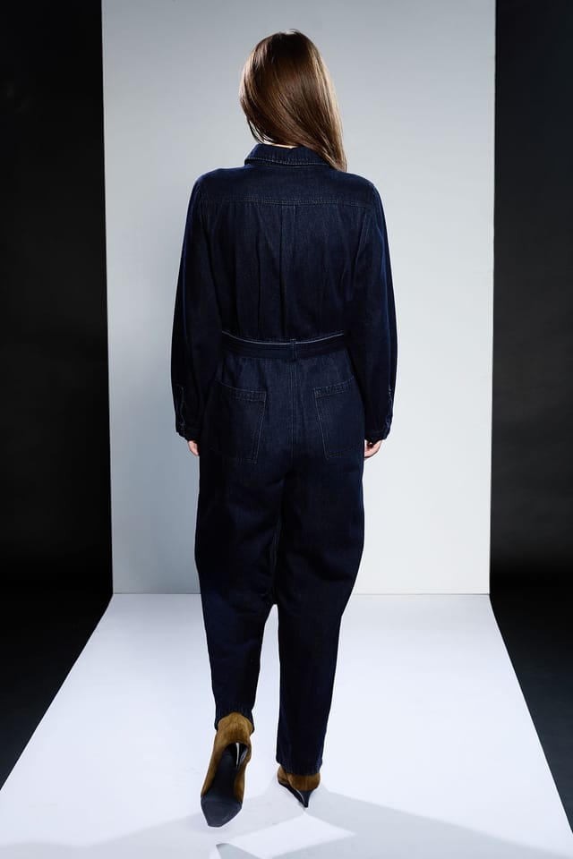 RUNWAY 1.8.1.8 RUNWAY 1.8.1.8 Women's Garment Wash Jumpsuit in Denim - 3