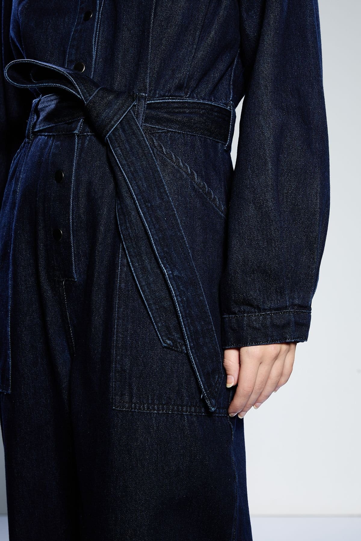 RUNWAY 1.8.1.8 RUNWAY 1.8.1.8 Women's Garment Wash Jumpsuit in Denim - 4