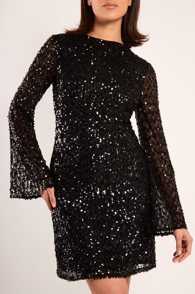 Jaded Rose Jaded Rose Women's Jina Black Sequin Long Sleeve Mini Dress - 2