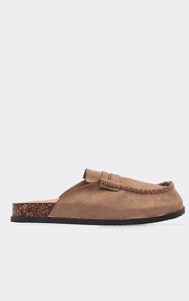 EGO Spark Stitching Detail Closed Toe Slip On Mule In Beige Faux Suede, Women's Size UK 3 - 2
