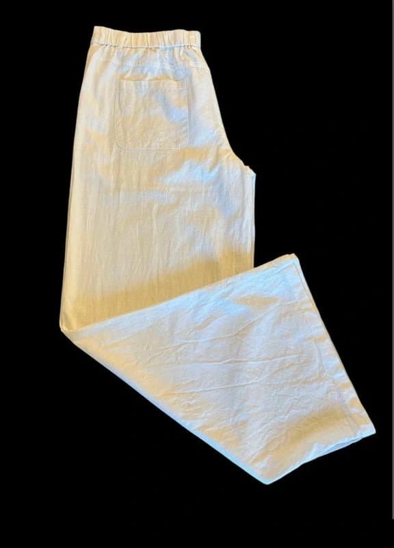 Blooming Jelly Women’s Wide-Leg Summer Trousers - Size L - White Elasticated Waist