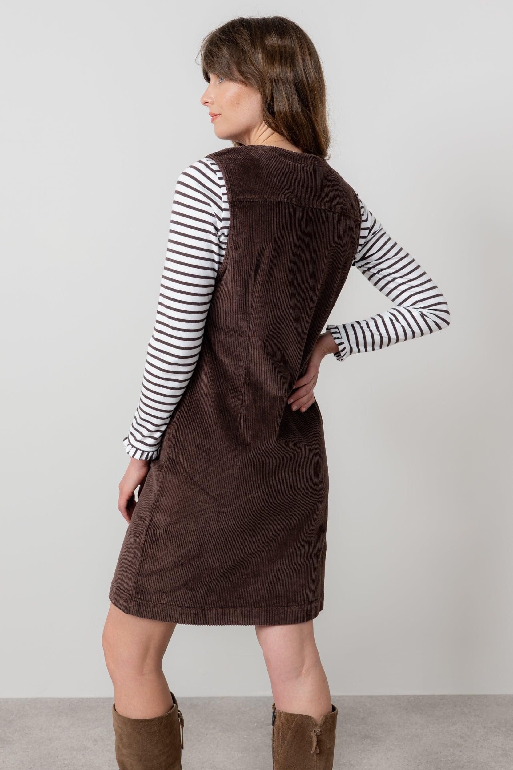Lily & Me Lily & Me Women's Belle Stretch Cotton Jumbo Cord Knee Length Dress in Chocolate - 4