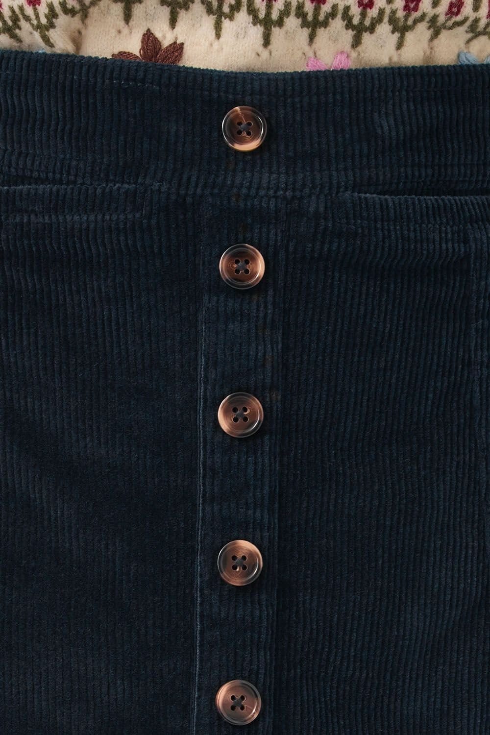 Monsoon Monsoon Women's Jamie Button Corduroy Midi Skirt Blue in Navy - 4