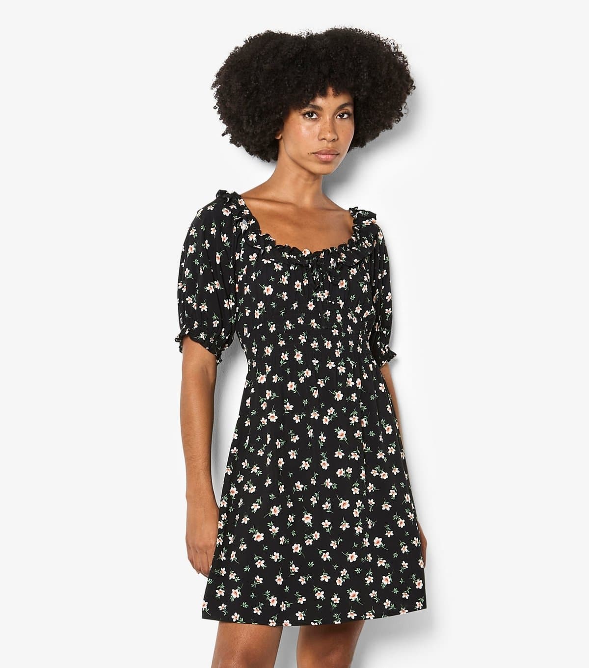 Apricot Women's Black Floral Mini Milkmaid Dress Apricot New Look