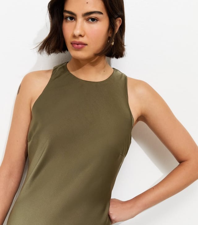 New Look Women's Khaki Satin High Neck Maxi Dress New Look - 3