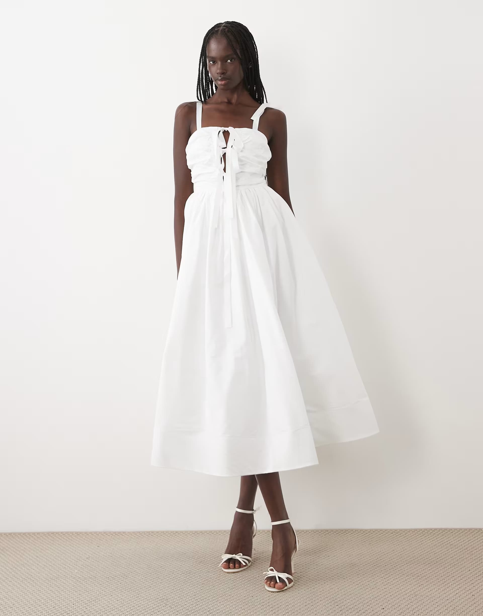 ASOS True Decadence Bow tie strap midi-dress in white