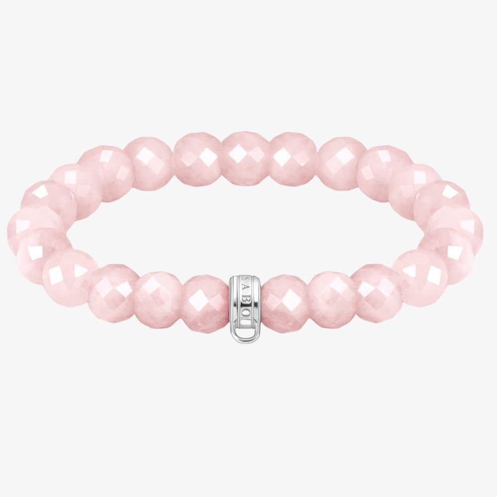 Thomas Sabo THOMAS SABO Women's As We Love 17cm Rose Quartz Oval Bead Bracelet X0292-034-9-L17 in Pink