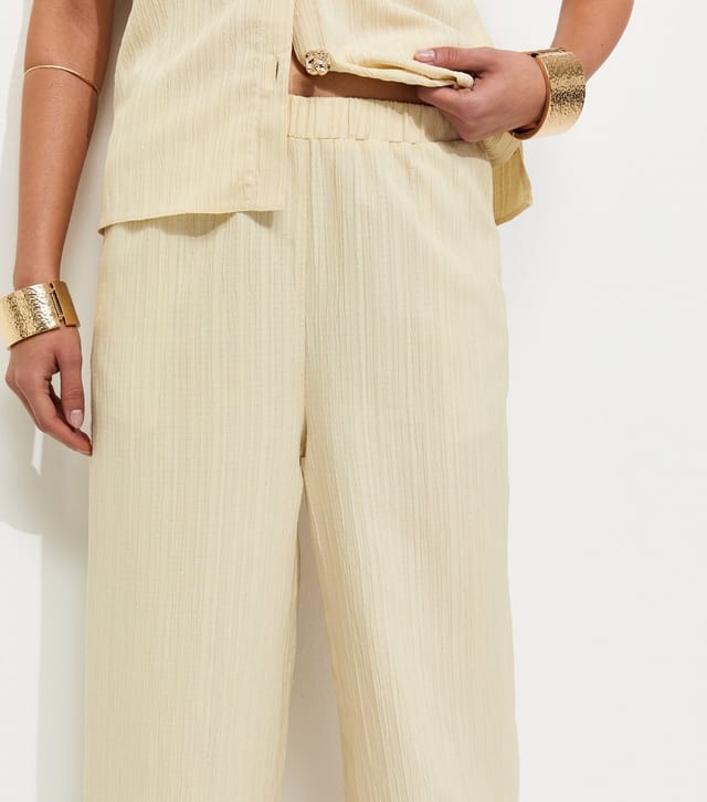 New Look Women's Stone Crinkle Texture Cuffed Trousers New Look - 3