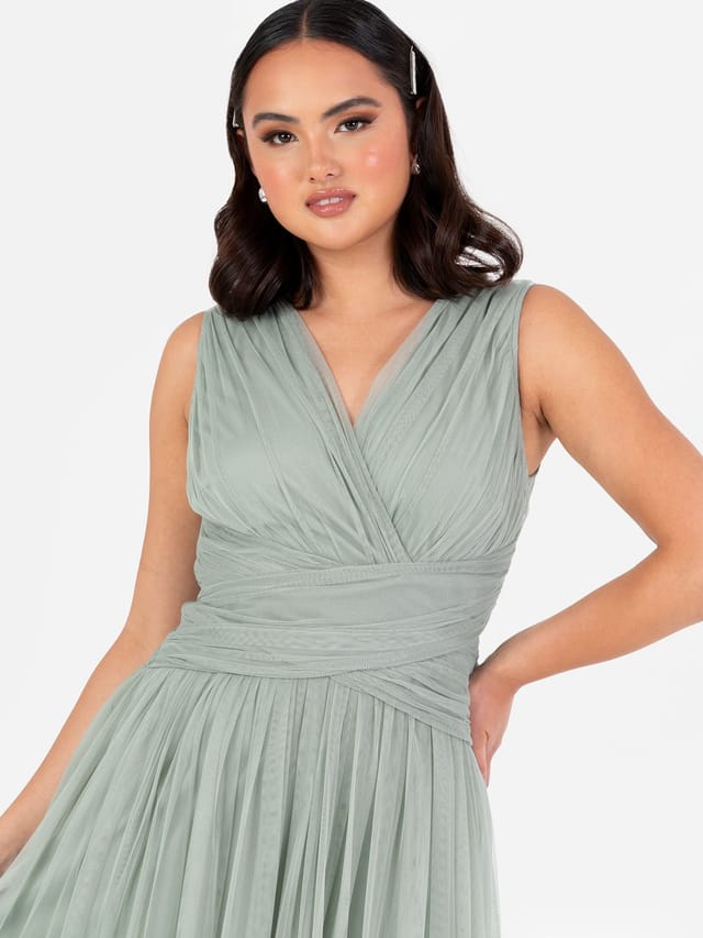 Anaya with Love Anaya with Love Women's Sleeveless V Neck Maxi Dress in Green - 2